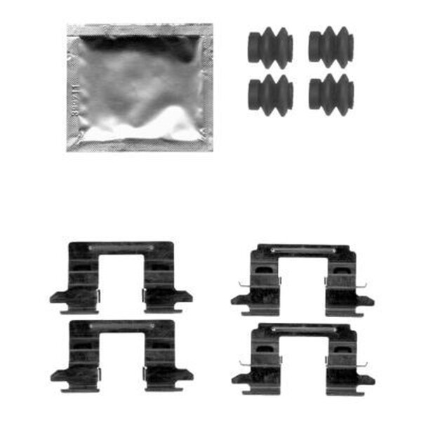 Accessory Kit, Disc Brake Pads 9 pcs. HELLA for e.g. RENAULT KOLEOS