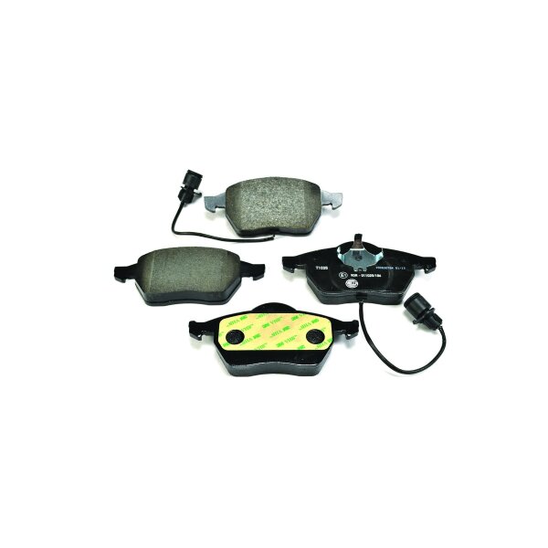 Brake pad set discs with wear warning contact 19.6 mm HELLA for e.g. AUDI A6