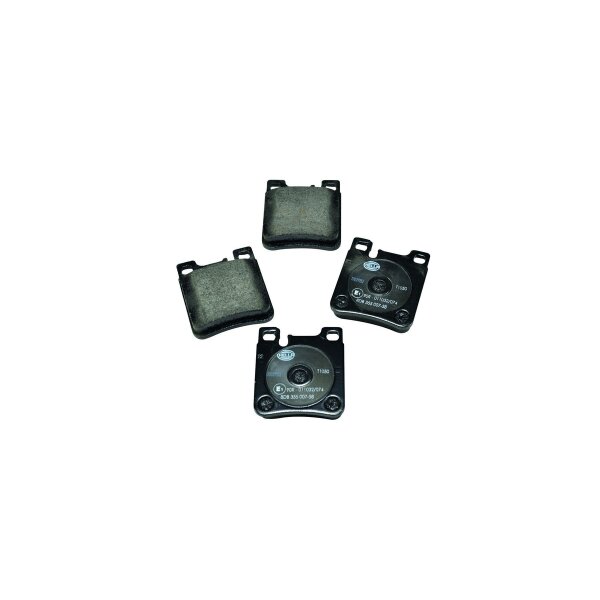 Brake pad set discs with wear warning 15.5 mm HELLA for e.g. MB E-KLASSE