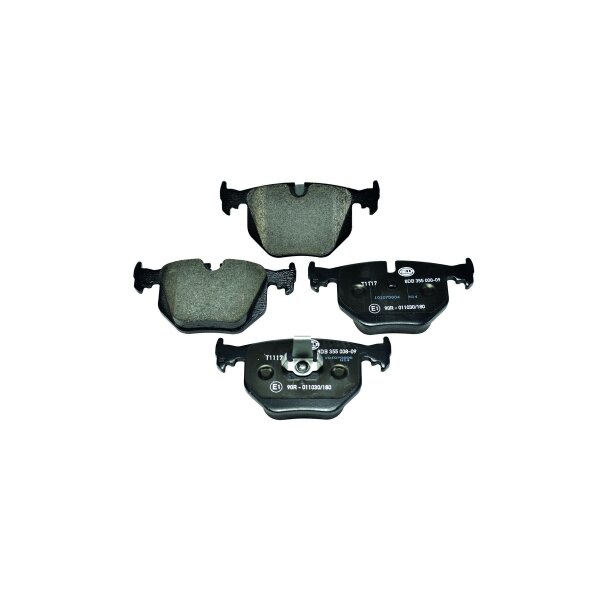 Brake pad set discs with wear warning indicator 17.2 mm HELLA for BMW 7 Series and others