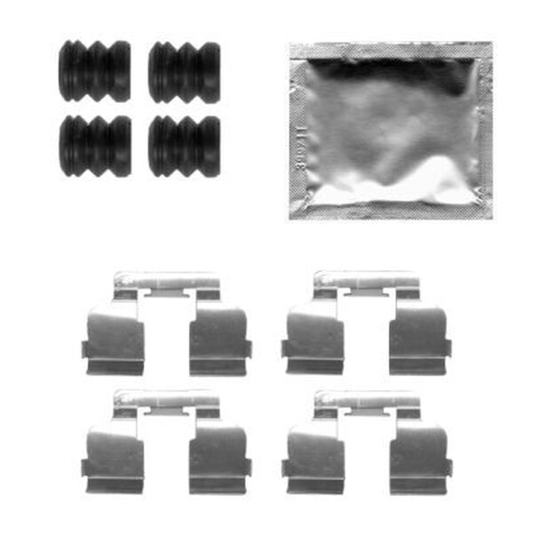 Accessory Kit, Disc Brake Pads 9 pcs. HELLA for e.g. DACIA SANDERO