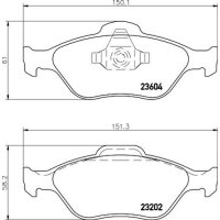 Brake pad set without wear warning 18.8 mm HELLA for FORD...