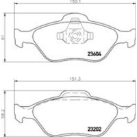 Brake pad set without wear warning 18.8 mm HELLA for FORD FIESTA and others