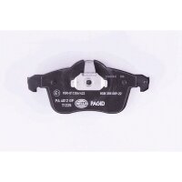 Brake pad set discs with wear warning HELLA for e.g. OPEL ASTRA