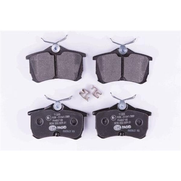 Brake pad set discs with wear warning 15 mm HELLA for e.g. HONDA ACCORD