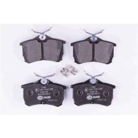 Brake pad set discs with wear warning 15 mm HELLA for...