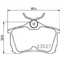 Brake pad set discs with wear warning 15 mm HELLA for e.g. HONDA ACCORD