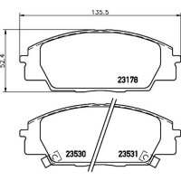 Brake pad set discs with wear warning 16 mm HELLA for e.g. HONDA CIVIC