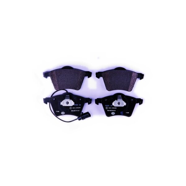 Brake pad set discs with wear warning contact 19 mm HELLA for e.g. VW SHARAN