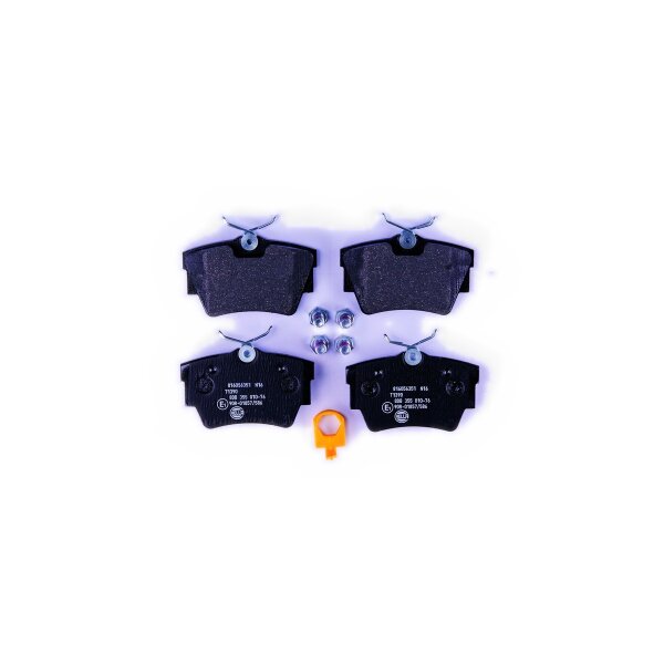 Brake pad set with wear warning contact 17 mm HELLA for e.g. RENAULT TRAFIC