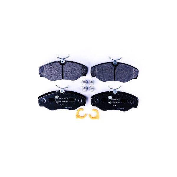 Brake pad set with wear warning contact 18.4 mm HELLA for NISSAN PRIMASTAR and others