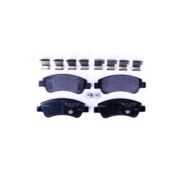 Brake pad set without wear warning 19 mm HELLA for CITROËN BERLINGO and others