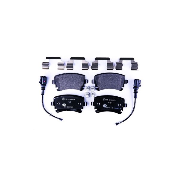 Brake pad set with wear warning contact 17.7 mm HELLA for e.g. VW MULTIVAN