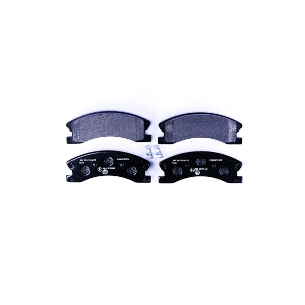Brake pad set discs with wear warning 19.2 mm HELLA for JEEP GRAND