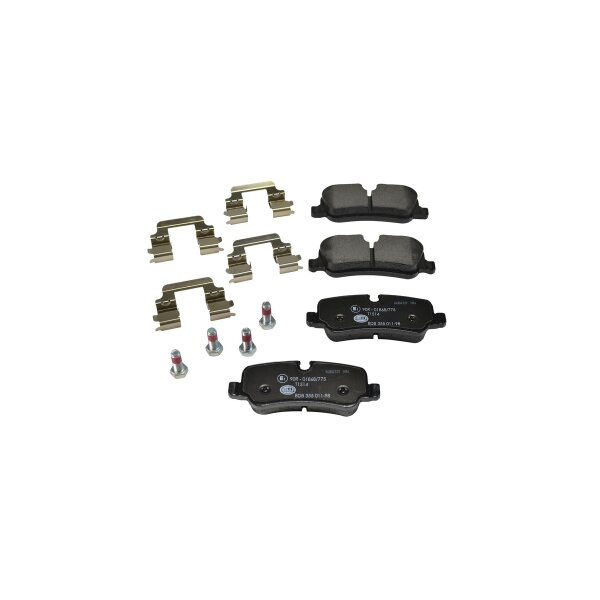 Brake pad set with wear warning 17.3 mm HELLA for e.g. LAND ROVER SPORT
