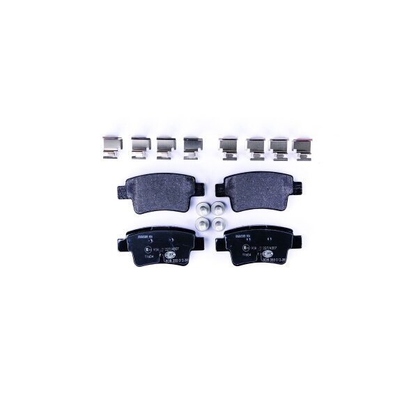 Brake pad set without wear warning 17.5 mm HELLA for FIAT PUNTO EVO and others