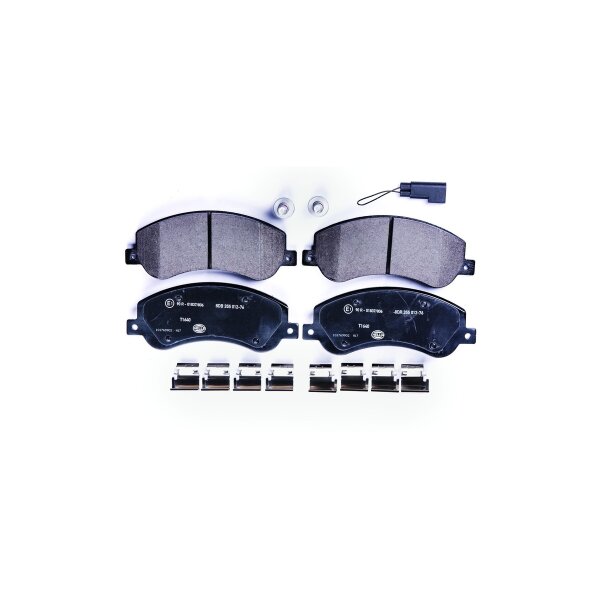 Brake pad set with wear warning contact 18.9 mm HELLA for FORD TRANSIT and others