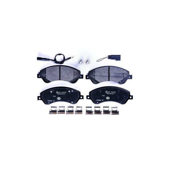 Brake pad set with wear warning contact 18.9 mm HELLA for FORD TRANSIT and others