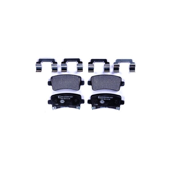 Brake pad set with wear warning 17.3 mm HELLA for e.g. OPEL INSIGNIA