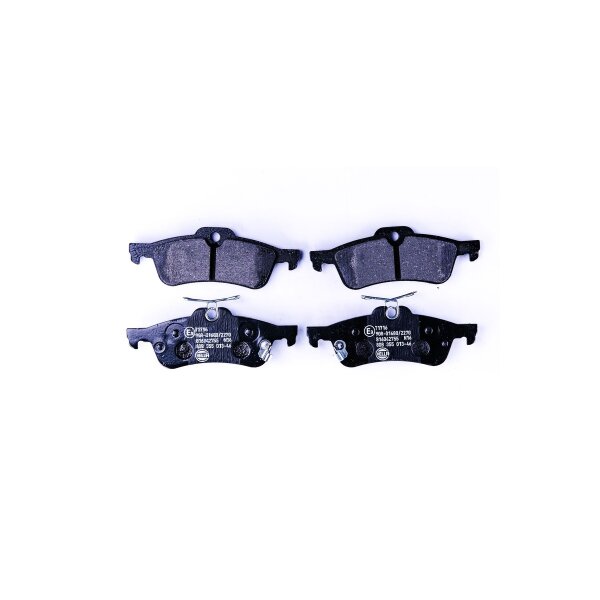 Brake pad set discs with wear warning 15 mm HELLA for e.g. TOYOTA YARIS