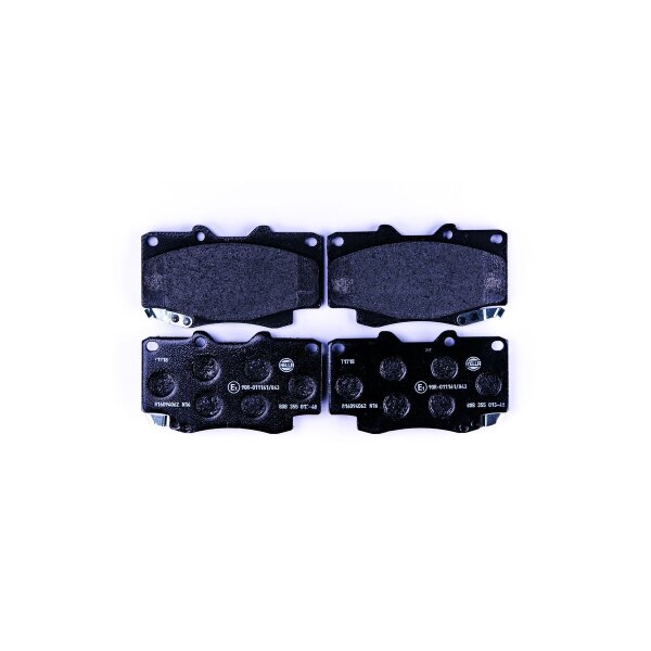 Brake pad set discs with wear warning 15 mm HELLA for e.g. TOYOTA HILUX