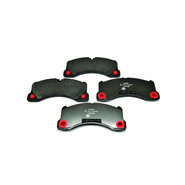 Brake pad set with wear warning 16.1 mm HELLA for PORSCHE PANAMERA and others