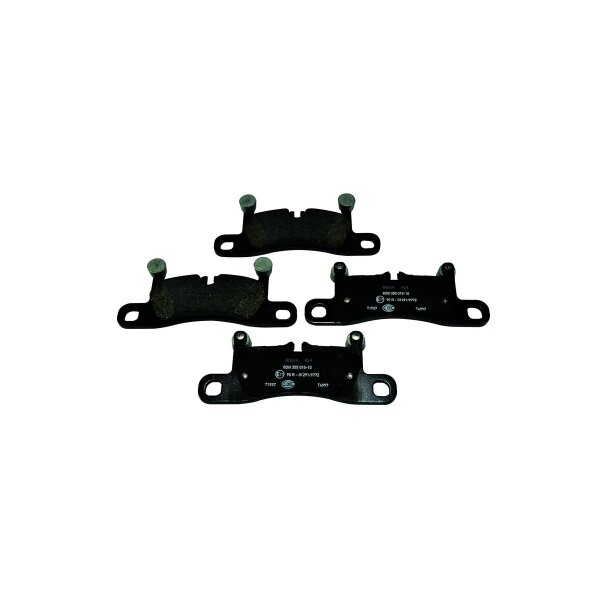 Brake pad set with wear warning 17.2 mm HELLA for PORSCHE CAYENNE and others