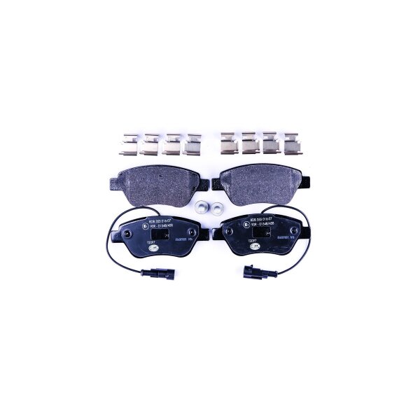 Brake pad set with wear warning contact 17.8 mm HELLA for e.g. FIAT PUNTO EVO