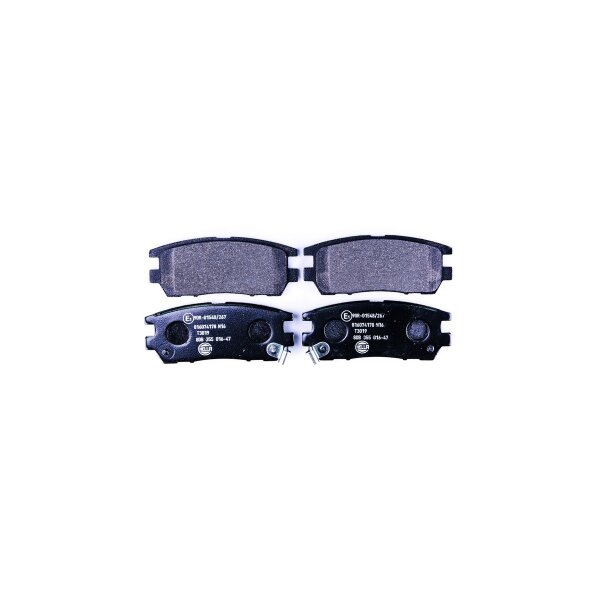 Brake pad set with wear warning 14 mm HELLA for e.g. MITSUBISHI PAJERO