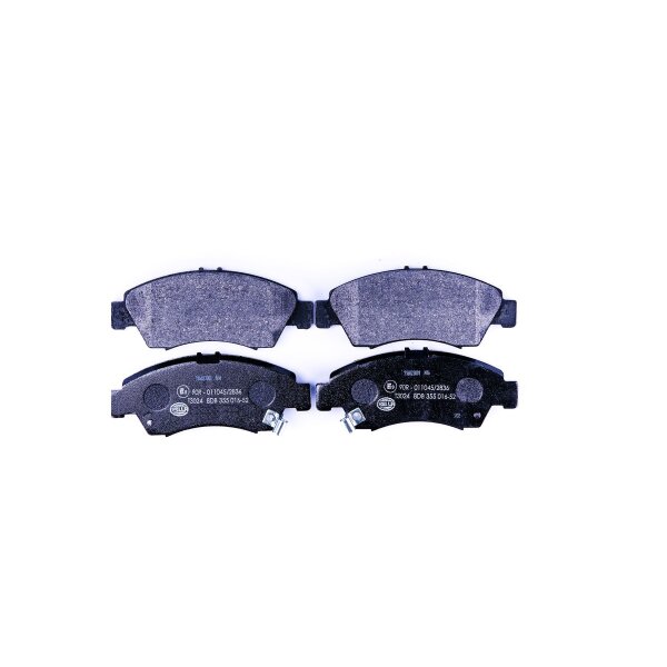 Brake pad set discs with wear warning 15.8 mm HELLA for e.g. HONDA JAZZ