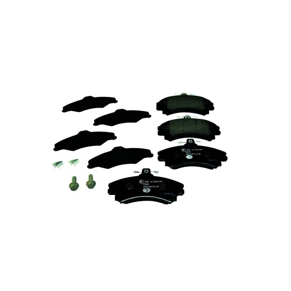 Brake pad set with wear warning 15.1 mm HELLA for e.g. MITSUBISHI SPACE