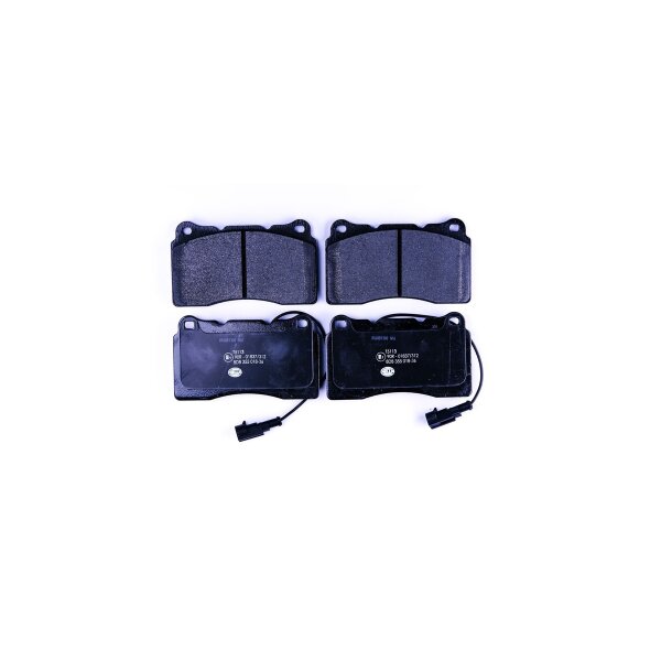 Brake pad set with wear warning contact 16 mm HELLA for e.g. ALFA ROMEO 159