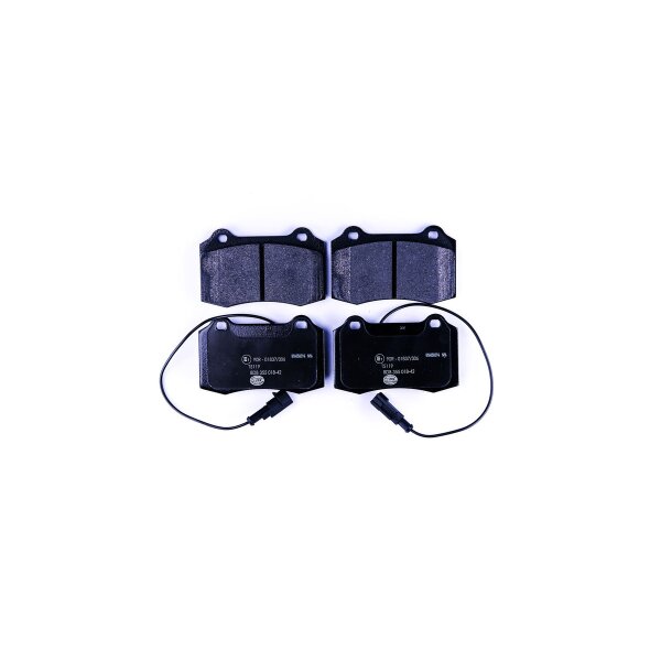 Brake pad set with wear warning contact 18 mm HELLA for CHRYSLER VIPER and others