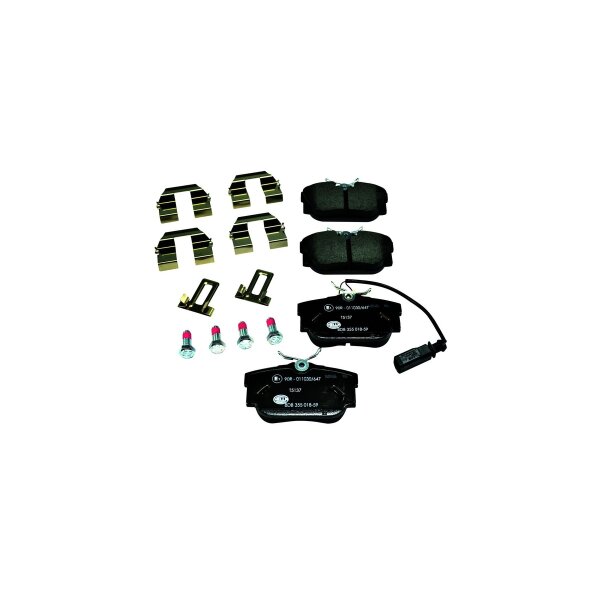 Brake pad set with wear warning contact 17.3 mm HELLA for e.g. VW TRANSPORTER