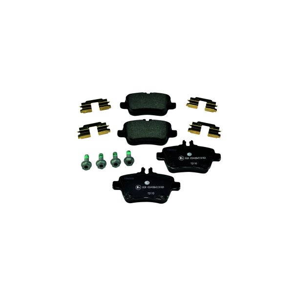 Brake pad set discs with wear warning 18.4 mm HELLA for e.g. MB B-KLASSE