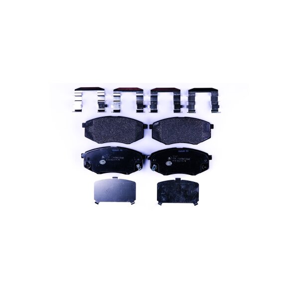 Brake pad set with wear warning 17.7 mm HELLA for HYUNDAI ix20 and others