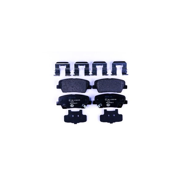 Brake pad set with wear warning 15.9 mm HELLA for HYUNDAI SANTA and others