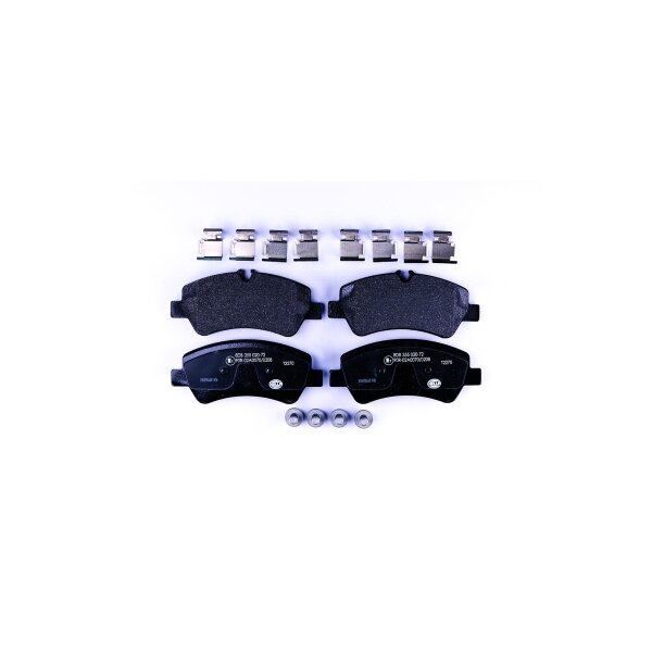 Brake pad set with wear warning 17.8 mm HELLA for FORD TRANSIT and others