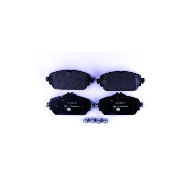 Brake pad set discs with wear warning 19.3 mm HELLA for e.g. MB C-KLASSE
