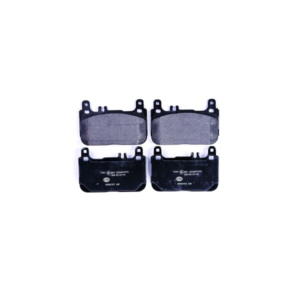 Brake pad set discs with wear warning indicator 17.7 mm HELLA for MB S-KLASSE