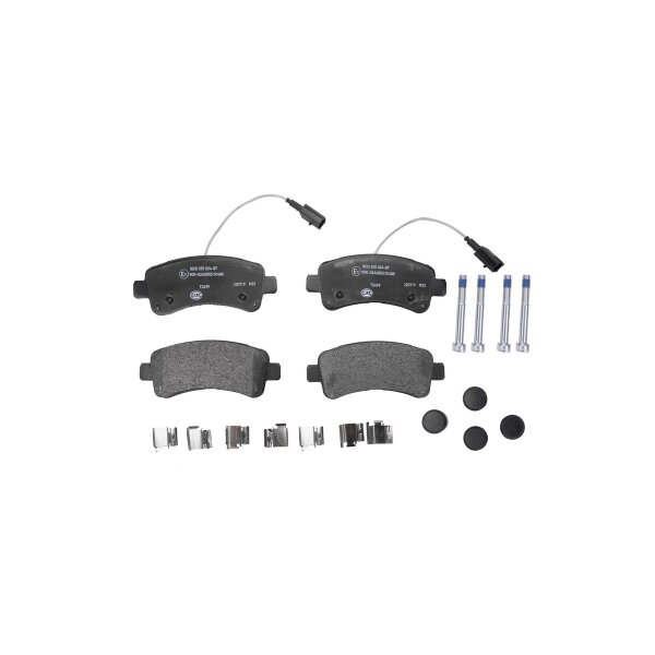Brake pad set with wear warning contact 21.1 mm HELLA for FIAT DUCATO and others
