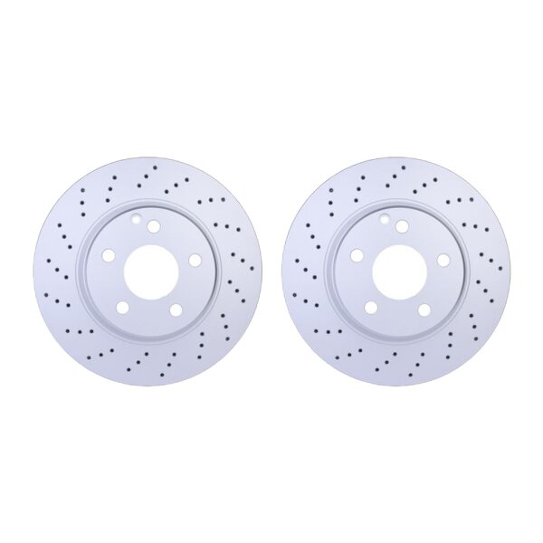 2 Brake Discs perforated Ø 67 mm 28 mm HELLA suitable for e.g. MB S-CLASS