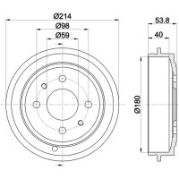 2 Brake Drums Ø 214 mm Ø 13.4 mm HELLA for FIAT PUNTO and others