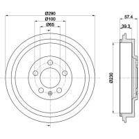 2 Bremstrommeln Ø 290 mm Ø 15,8 mm HELLA für u.a. SKODA ROOMSTER