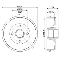 Brake Drum Ø 234 mm Ø 12 mm HELLA suitable for e.g. RENAULT CLIO