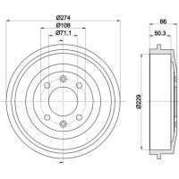 2 Bremstrommeln Ø 274 mm Ø 13 mm HELLA für u.a. PEUGEOT PARTNER