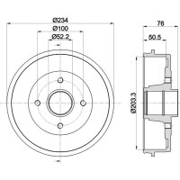 Bremstrommel Ø 234 mm Ø 12 mm HELLA passend für u.a. RENAULT MEGANE