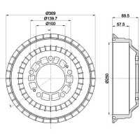 2 Bremstrommeln Ø 309 mm Ø 15,2 mm HELLA passend für u.a. LADA NIVA