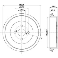 2 Bremstrommeln Ø 284 mm Ø 14,6 mm HELLA für u.a. TOYOTA YARIS