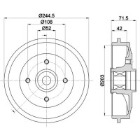 Bremstrommel Ø 245 mm Ø 12 mm HELLA passend für u.a. CITROËN C3